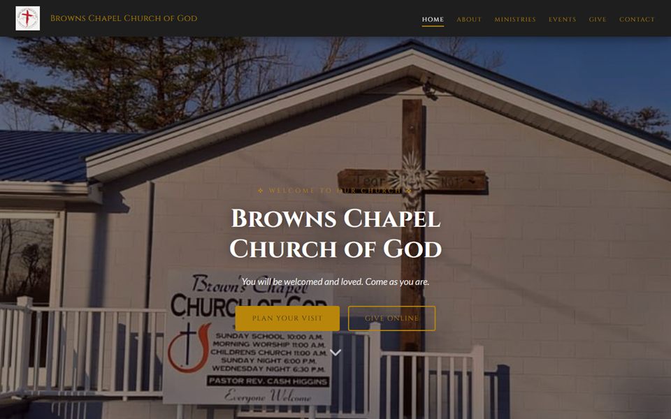 Homepage of the Browns Chapel Church of God website